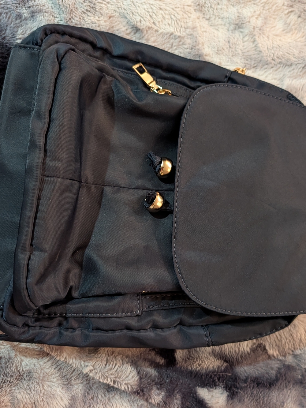 Mini Black Backpack with Gold Hardware